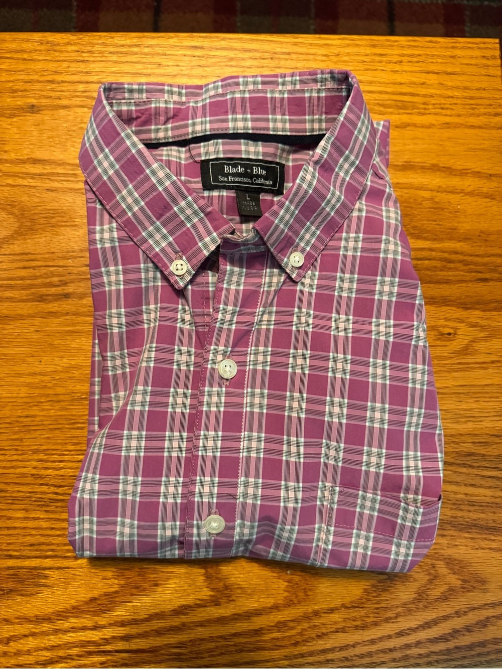 Blade + Blue Classic Fit Pink Plaid Men's Button-Down Shirt